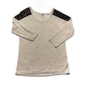 CHARLOTTE RUSSE| Tan Embellished Tee